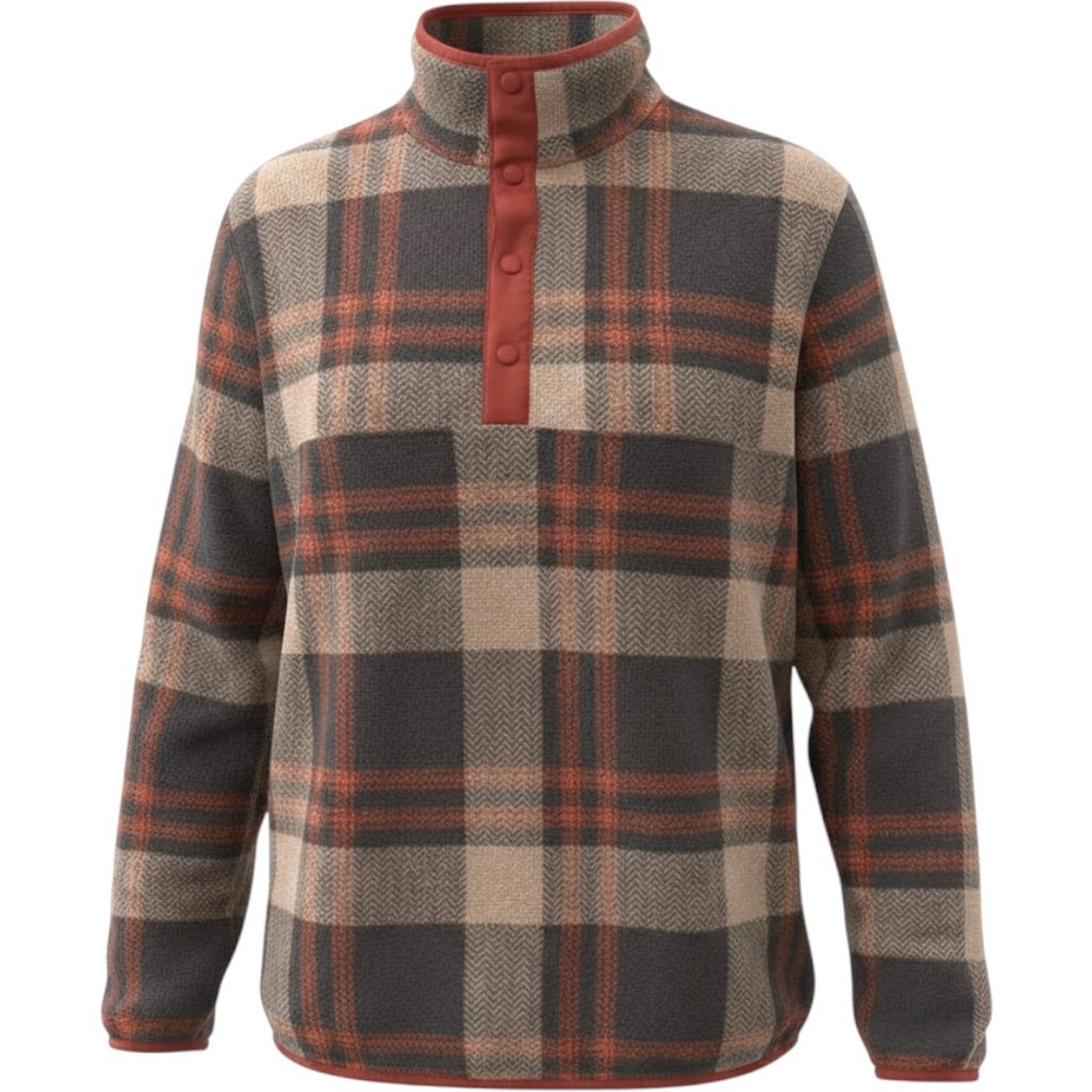 LIV men's brown and orange plaid‎ quarter snap flannel shirt 2XL'